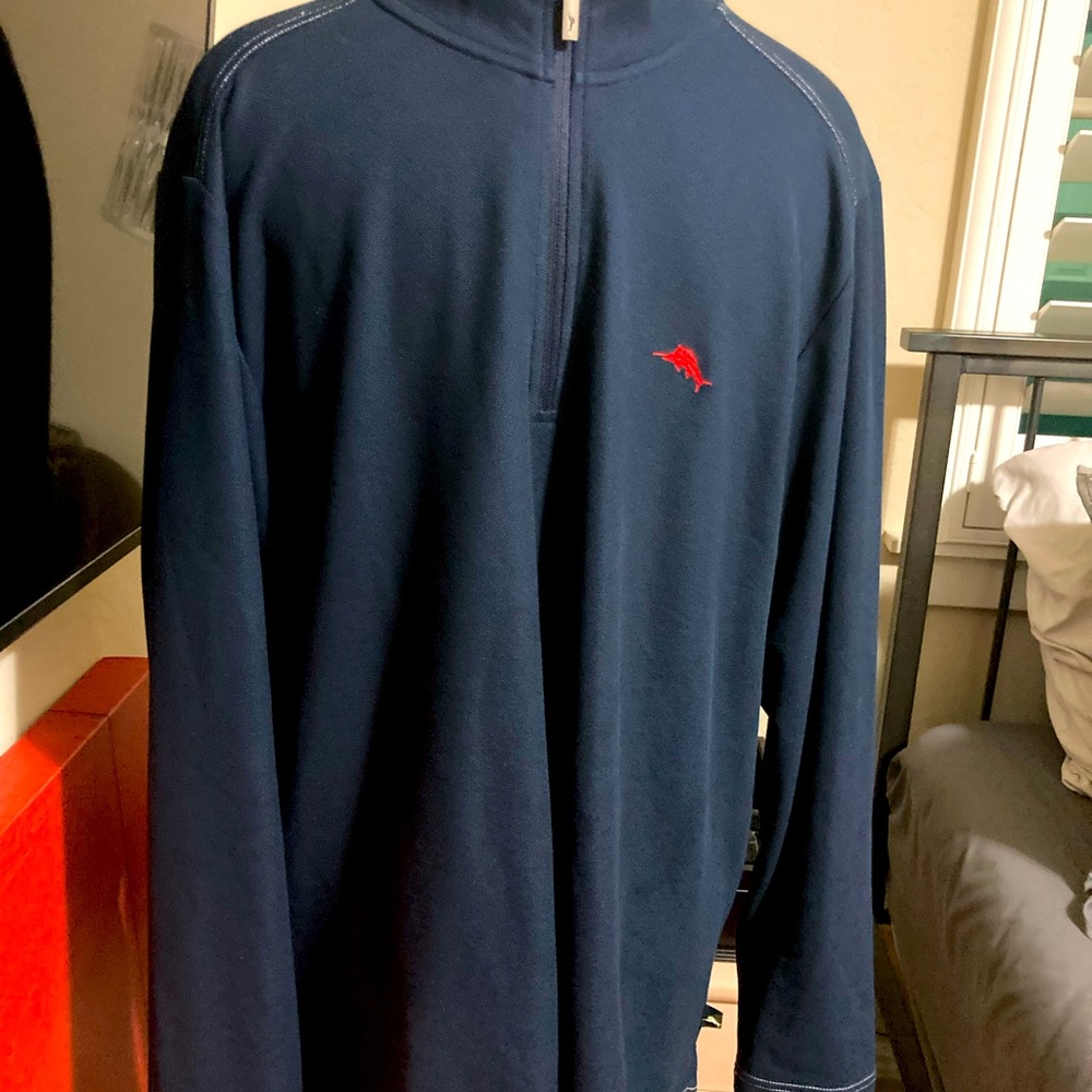 Tommy Bahama 1/4 zip in perfect condition! Size L - color is deep navy/red logo